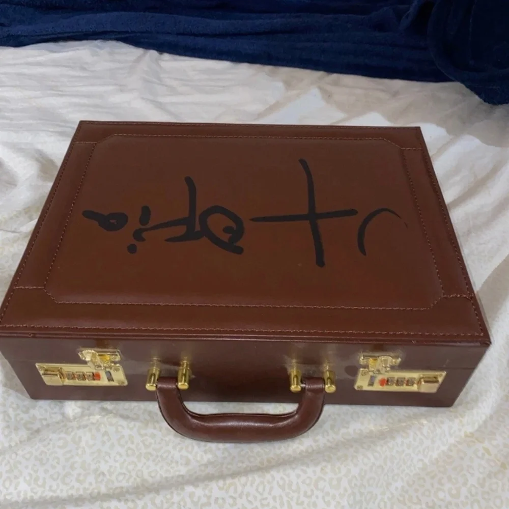 Travis Scott Brown Leather Briefcase with Black Signature Accent
